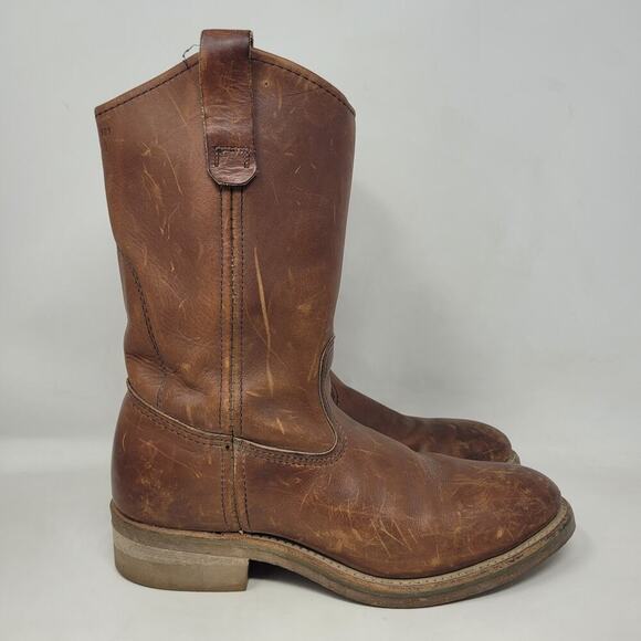 VTG Red Wing Boots 8B Pecos Western Brown Leather Safety Toe Work Nailseat 2265 - Picture 2 of 15